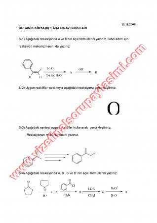 Organik Kimya-2 Vize Soruları-2008