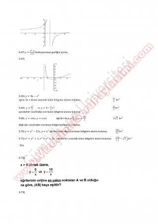 Matematik -1 Final Çalışma Soruları