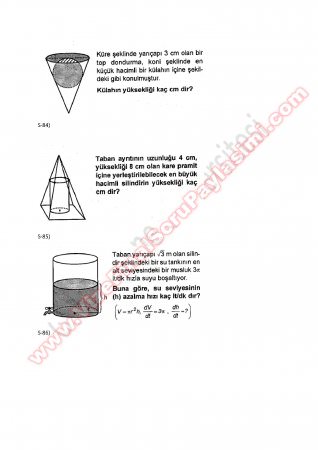 Matematik -1 Final Çalışma Soruları