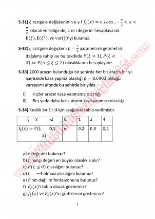 Olasılık Final Çalışma Soruları 2014