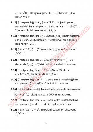 Olasılık Final Çalışma Soruları 2014