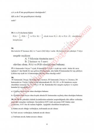 Olasılık Ara Sınav Çalışma Soruları 2014