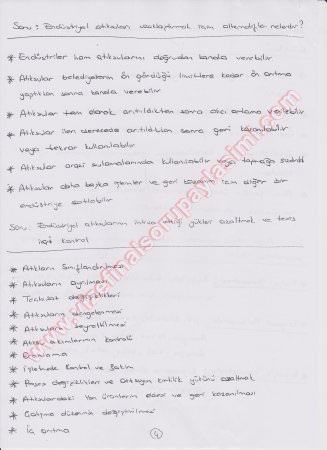 Endüstriyel Atık Sularının Arıtımı Sınav Soruları