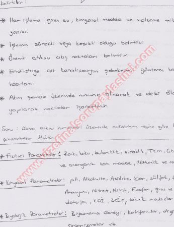 Endüstriyel Atık Sularının Arıtımı Sınav Soruları