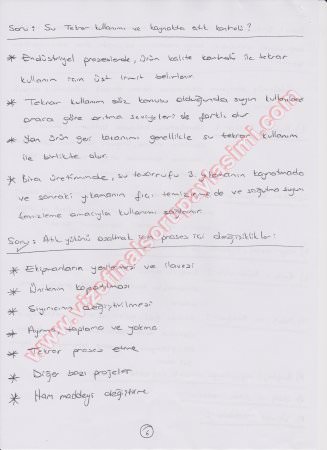 Endüstriyel Atık Sularının Arıtımı Sınav Soruları