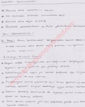 Endüstriyel Atık Sularının Arıtımı Sınav Soruları