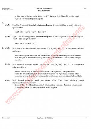 Ekonometri-1 Final Soruları Ve Cevapları