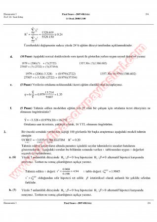 Ekonometri-1 Final Soruları Ve Cevapları