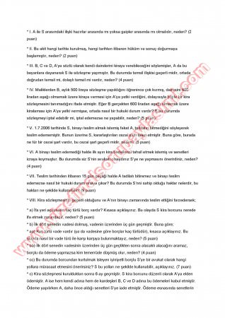 Borçlar Hukuku Genel Hükümler Final Soruları