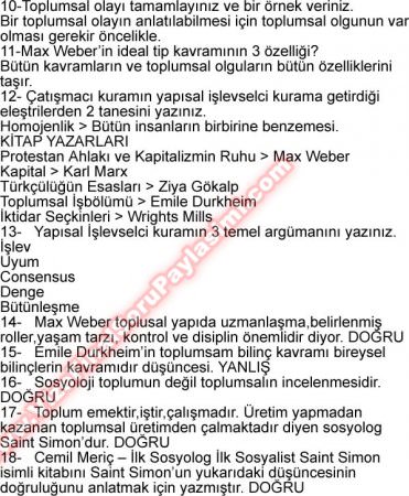 Sosyoloji Vize Soruları -2012