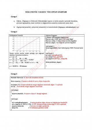 Mekatronik Tasarım Dersi Vize Soruları