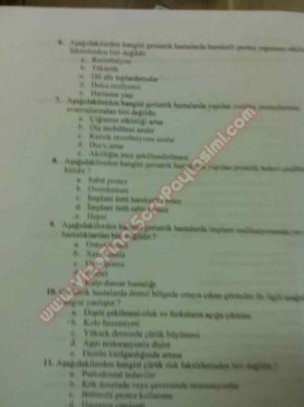 Protetik Diş Tedavisi 1.Vize Soruları 2011
