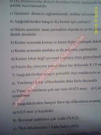 Protetik Diş Tedavisi Final Soruları