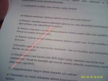 Protetik Diş Tedavisi Final Soruları