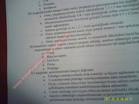 Protetik Diş Tedavisi Final Soruları