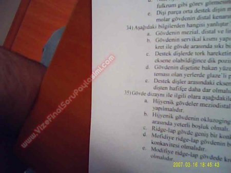 Protetik Diş Tedavisi Final Soruları