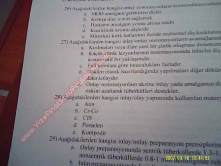 Protetik Diş Tedavisi Final Soruları
