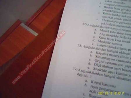 Protetik Diş Tedavisi Final Soruları