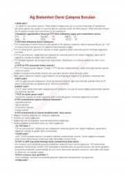 Ağ Sistemleri Dersi Çalışma Soruları ve Cevapları