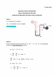 Akışkanlar Mekaniği Vize Soruları ve Cevapları
