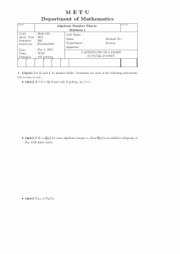 Algebraic Number Theory First Midterm Exam Questions