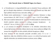 Atom ve Molekül Yapısı Vize Soruları