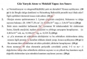 Atom ve Molekül Yapısı Vize Soruları