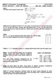 Bilgisayar Programlama Final Soruları ve Çözümleri