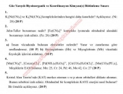Biyoinorganik ve Koordinasyon Bütünleme Final Soruları