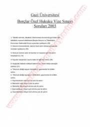 Borçlar Özel Hukuku Vize Soruları-2003
