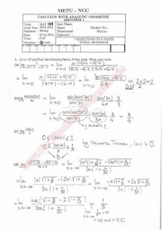 Calculus With Analytic Geometry First Midterm Questions and Solutions Spring 2014