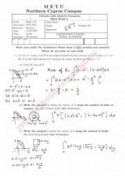 Calculus With Analytic Geometry Third Short Exam Questions and Solutions Summer 2014