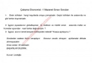Çalışma Ekonomisi -1 Mazeret Soruları