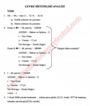 Çevre Sistemleri Analizi Vize Soruları