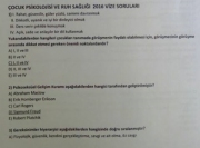 Çocuk Psikolojisi ve Ruh Sağlığı Dersi Vize Soruları ve Cevapları