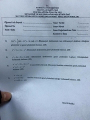 Diferansiyel Denklemler Dersi Final Soruları ve Cevapları