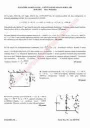 Elektrik Makinaları -1 Bütünleme Soruları -2015