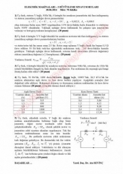 Elektrik Makinaları -2 Bütünleme Soruları Ve Çözümleri -2011