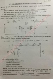 Elektrik Makinaları -2 Vize Soruları ve Çözümleri