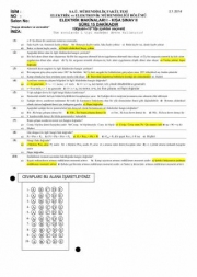 Elektrik Makineleri Kısa Sınav Soruları