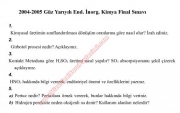 End. İnorganik Kimya Final Soruları - 2004