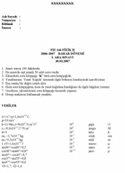 Fizik -2 Arasınav Soruları ve Cevapları