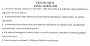 Fizyoloji -2 Final Soruları - Klasik