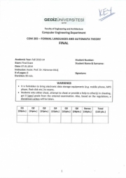 Formal Languages and Automata Theory Final Questions and Solutions
