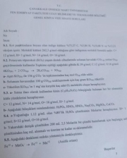 Genel Kimya Dersi Vize Soruları