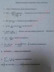 Genel Matematik Dersi Final Soruları