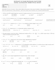 Genel Matematik Dersi Final Soruları ve Cevapları