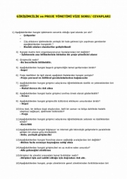 Girişimcilik ve Proje Yönetimi Çalışma Soruları