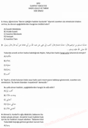 Hadis Usulü ve Tarihi Vize Sınav Soruları