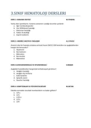 Hematoloji Dersleri ve Soruları